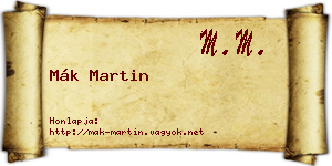 Mák Martin névjegykártya